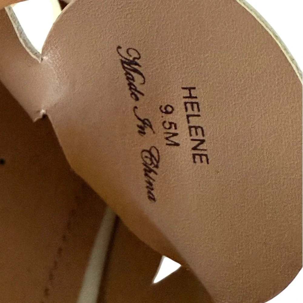 NYDJ Helene White Leather Circle Cutout Espadrille Wedge Sandals Size‎ 9.5M